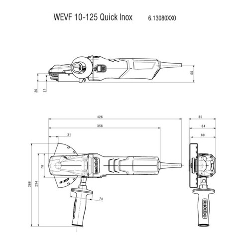 Metabo Flachkopf-Winkelschleifer WEVF 10-125 Quick Inox Karton