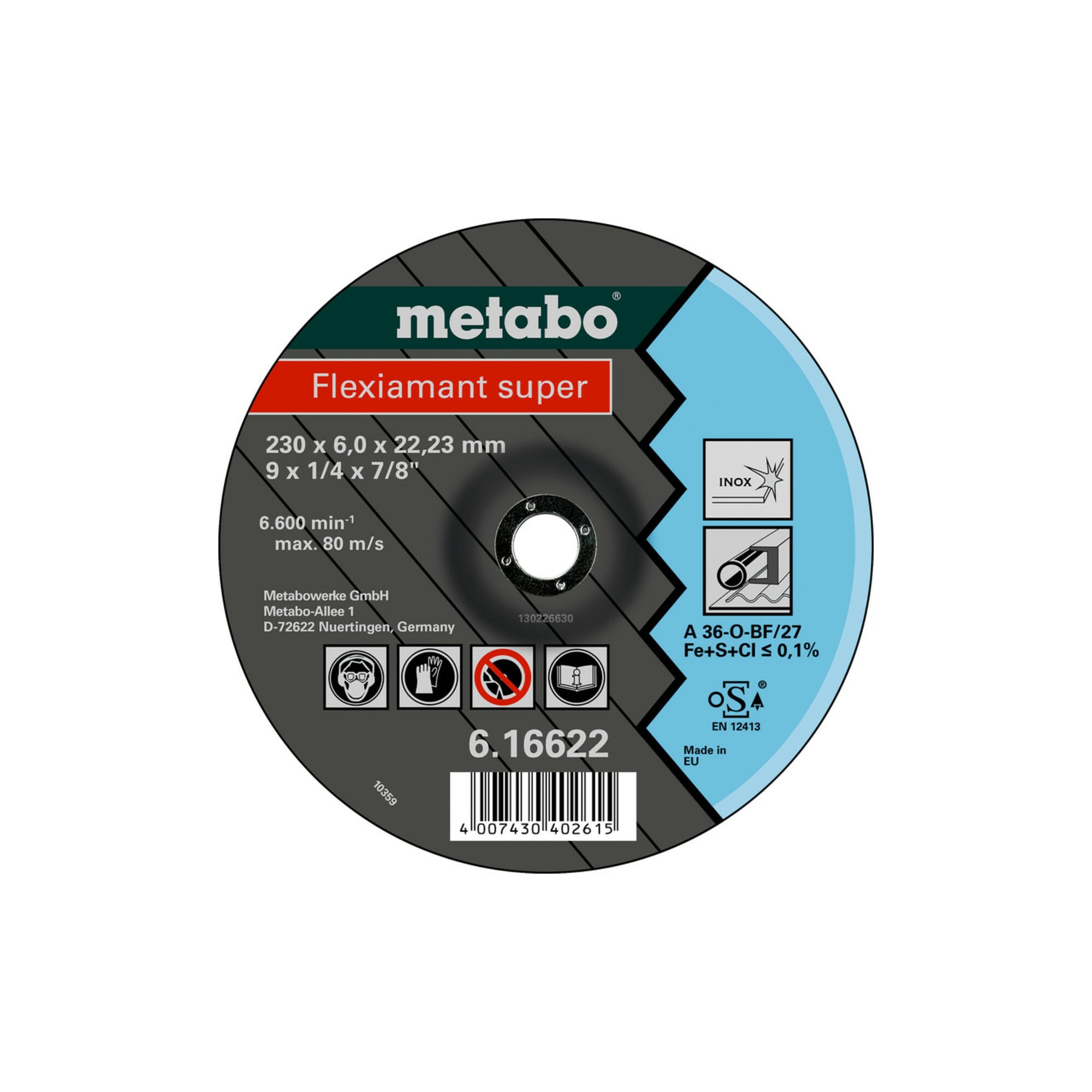 Metabo Flexiamant super 115x6,0x22,23 Inox, Schruppscheibe, gekröpfte Ausführung