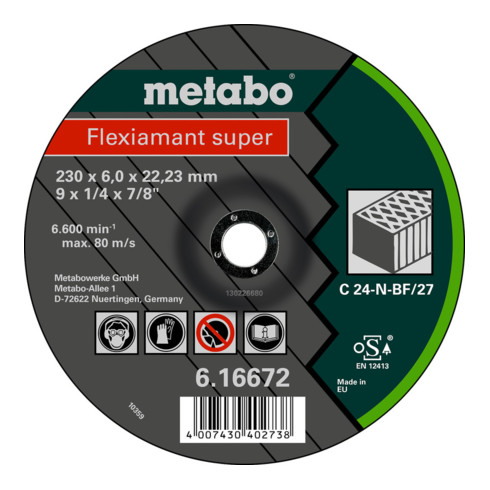 Metabo Flexiamant super 115x6,0x22,23 steen, slijpschijf, gekartelde uitvoering