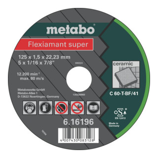 Metabo Flexiamant super 125x1,5x22,23 Keramik, Trennscheibe, gerade Ausführung