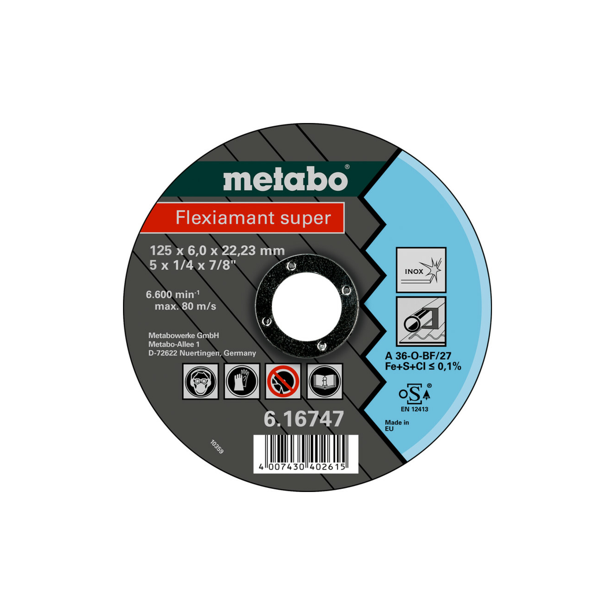 Metabo Flexiamant super 125x6,0x22,23 Inox, Schruppscheibe, gekröpfte Ausführung