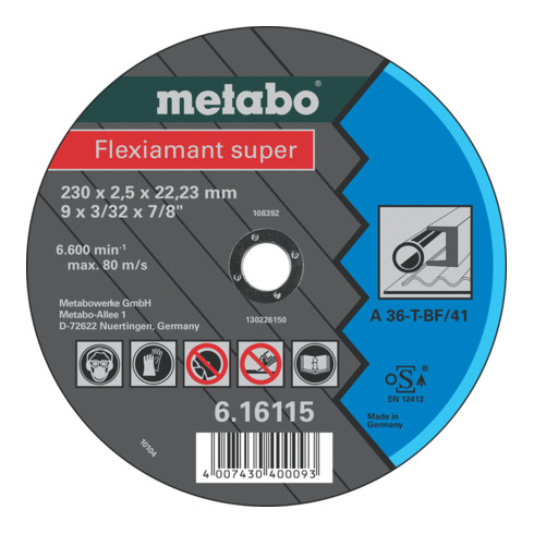 Metabo Flexiamant super 230x2,5x22,23 acciaio, disco per troncatura, esecuzione diritta