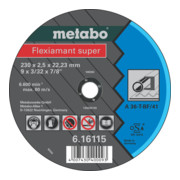 Metabo Flexiamant super 230x2,5x22,23 staal, doorslijpschijf, rechte uitvoering