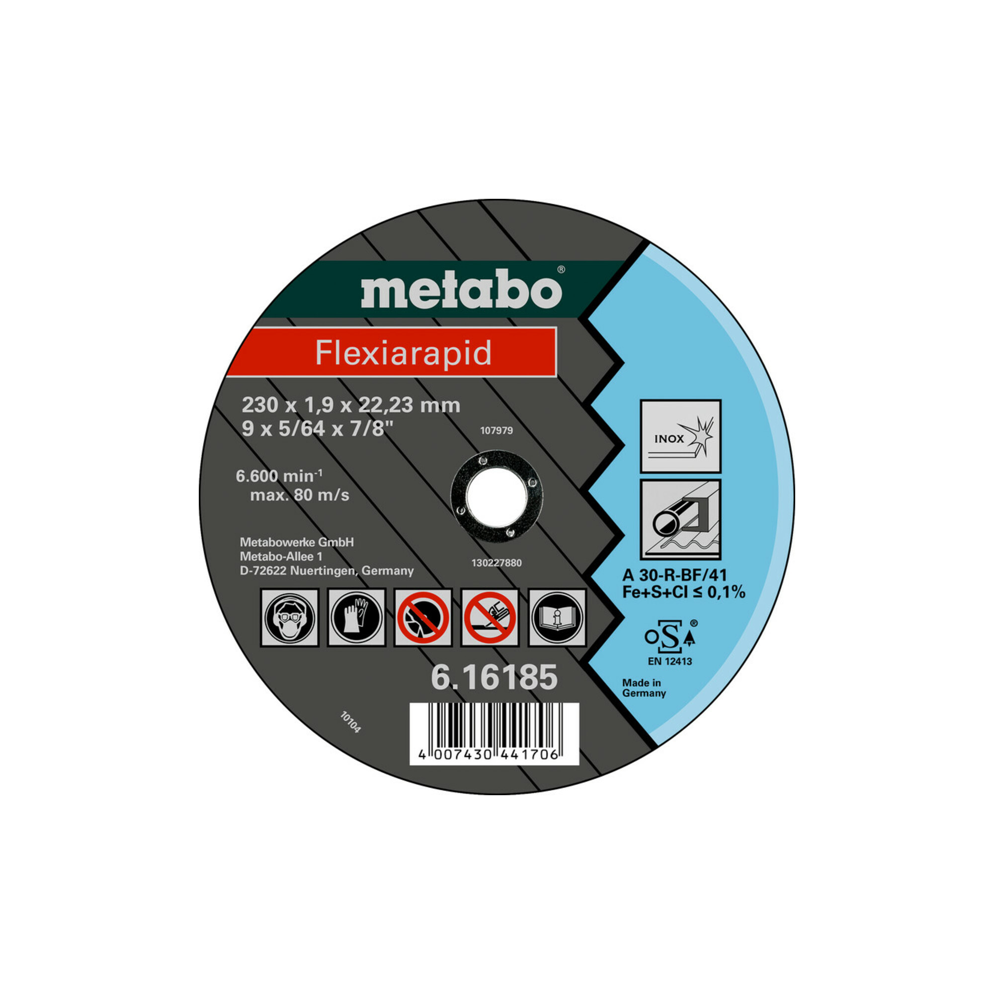 Metabo Flexiarapid 180x1,6x22,23 Inox, Trennscheibe, gerade Ausführung