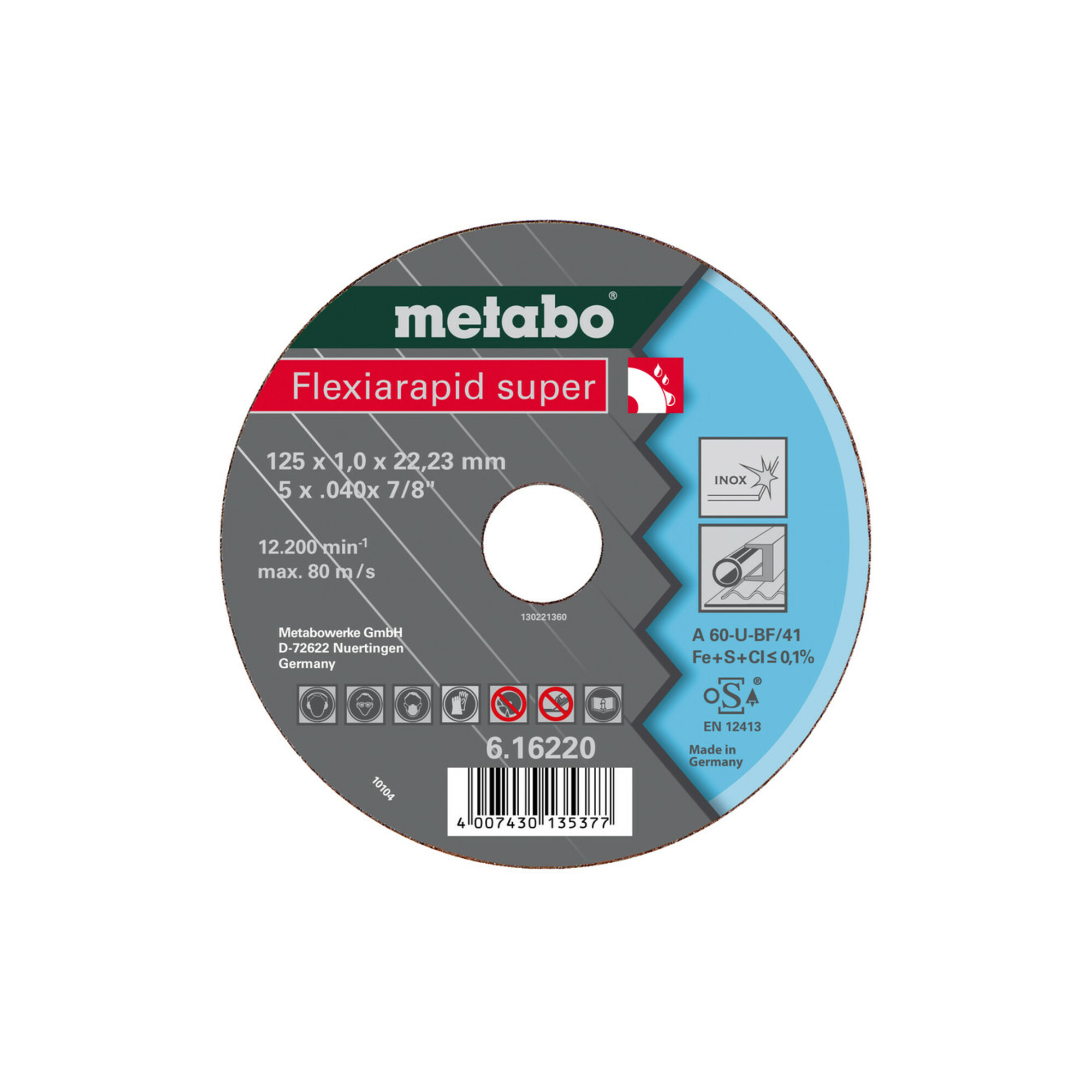 Metabo Flexiarapid super 115x1,0x22,23 Inox, Trennscheibe, gekröpfte Ausführung
