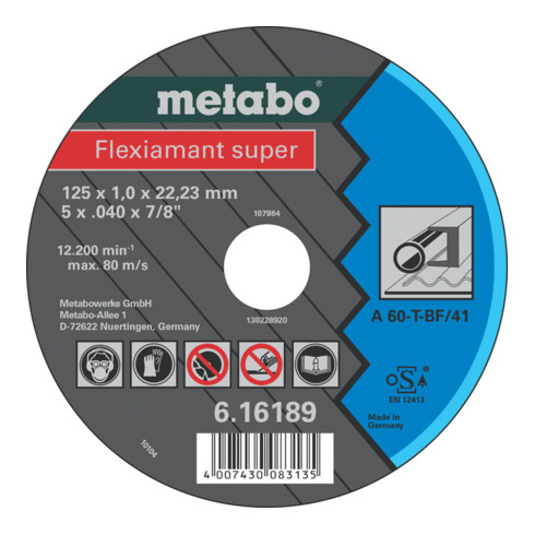 Metabo doorslijpschijf A 60-T / A 46-T "Flexiarapid Super" staal