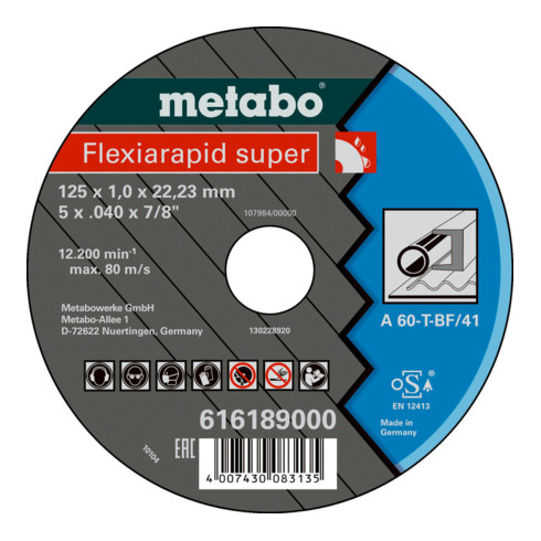 Metabo doorslijpschijf A 60-T / A 46-T "Flexiarapid Super" staal