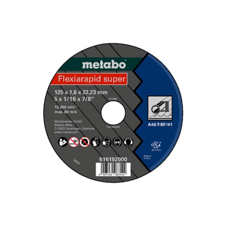 Metabo Flexiarapid super 125x1,6x22,23 Stahl, Trennscheibe, gerade Ausführung