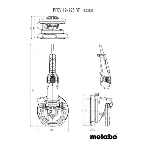 Metabo Fresatrice per edilizia RFEV 19-125 RT con testina di fresatura e dente a punta, valigetta di plastica