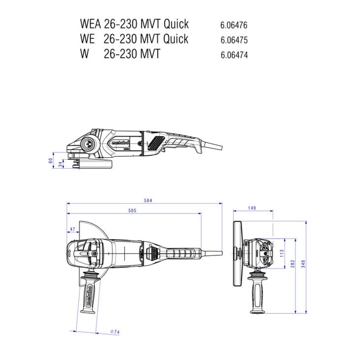 METABO  Haakse slijper, Type: WE26-230