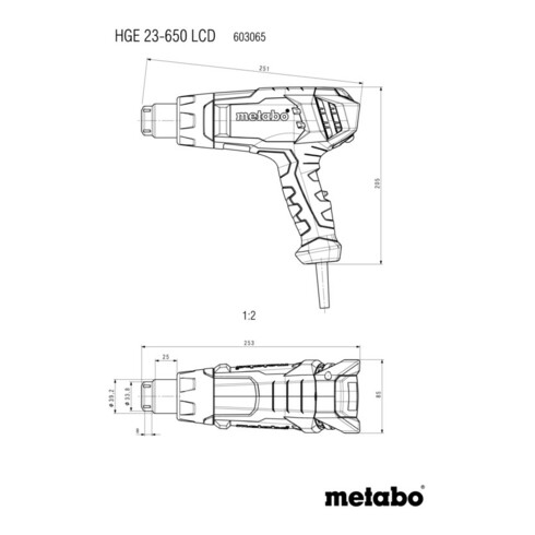 Metabo Heißluftgebläse HGE 23-650 LCD metaBOX 145