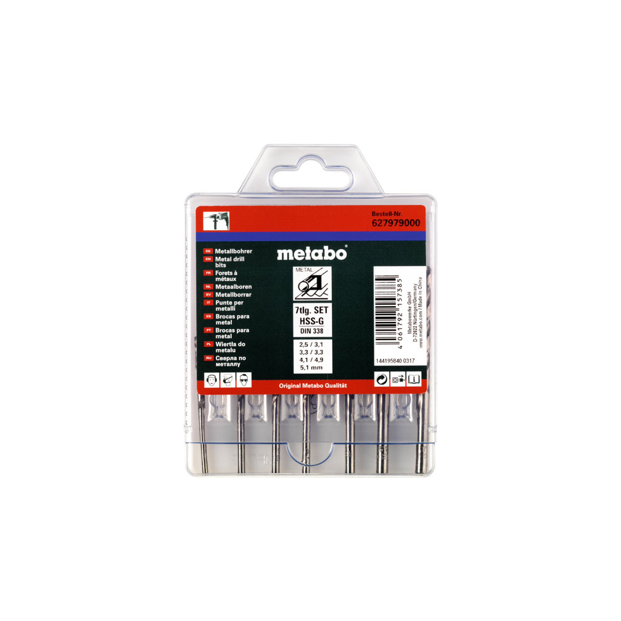 Metabo HSS-G-Bohrerkassette, 7-teilig