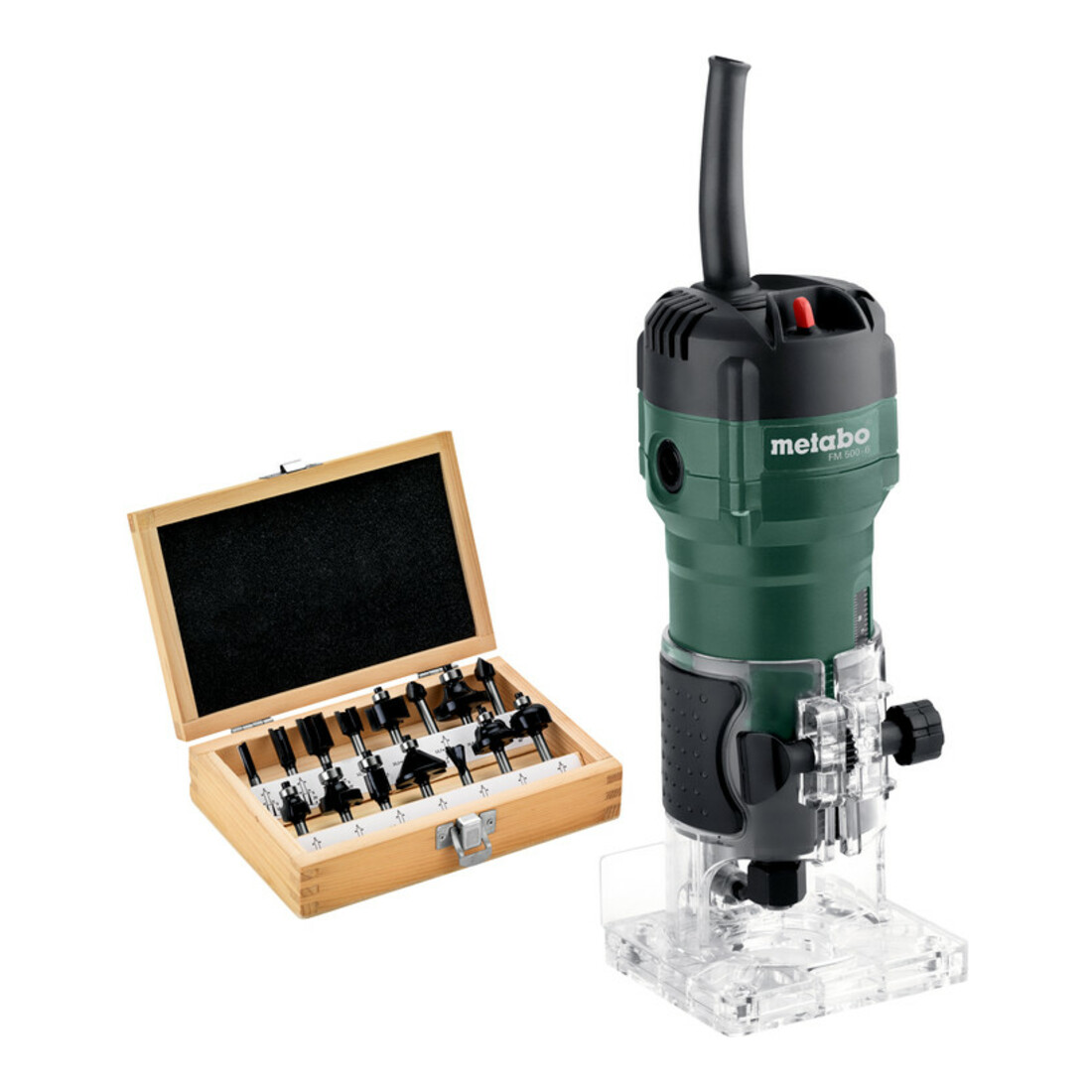 Metabo Kantenfräse FM 500-6 500-Watt mit Fräsersortiment 15-teilig