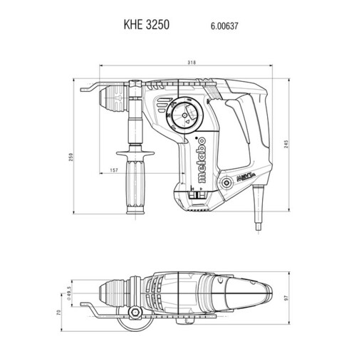 Metabo Kombihammer KHE 3250 metaBOX 165 L
