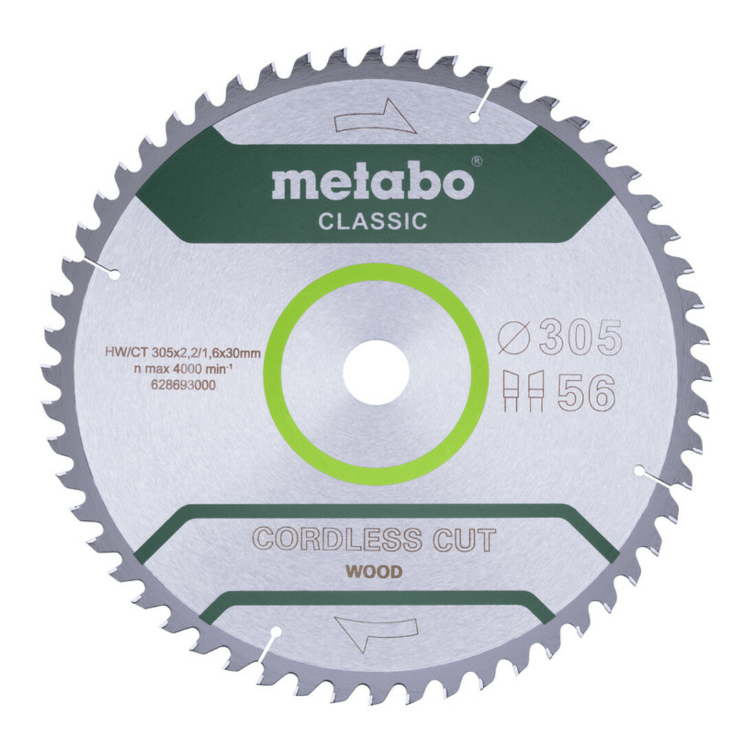 Metabo Lama "cordless cut wood - classic", 305x2,2/1,6x30 Z56 WZ 5° /B
