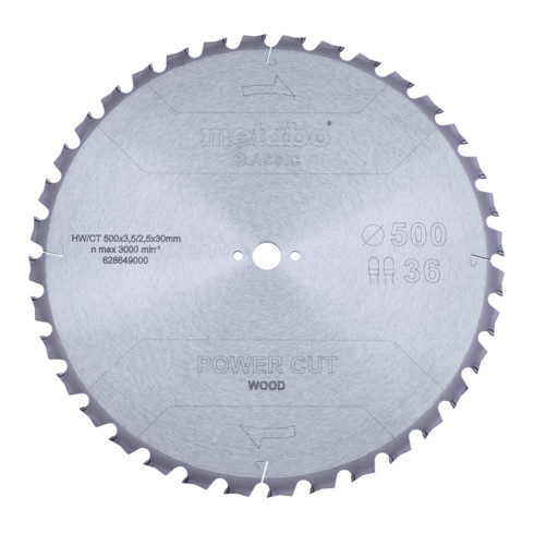 Metabo Lama per sega "Power cut wood - classic", 500x3,8/2,8x30 Z36 TZ 15°