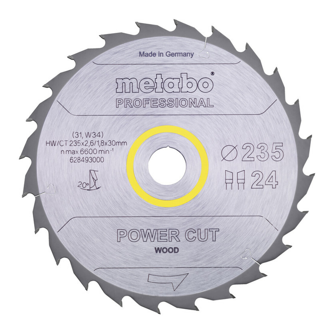Metabo Lama per sega "Power cut wood - Professional", 235x2,6/1,8x30, Z24 WZ 20°