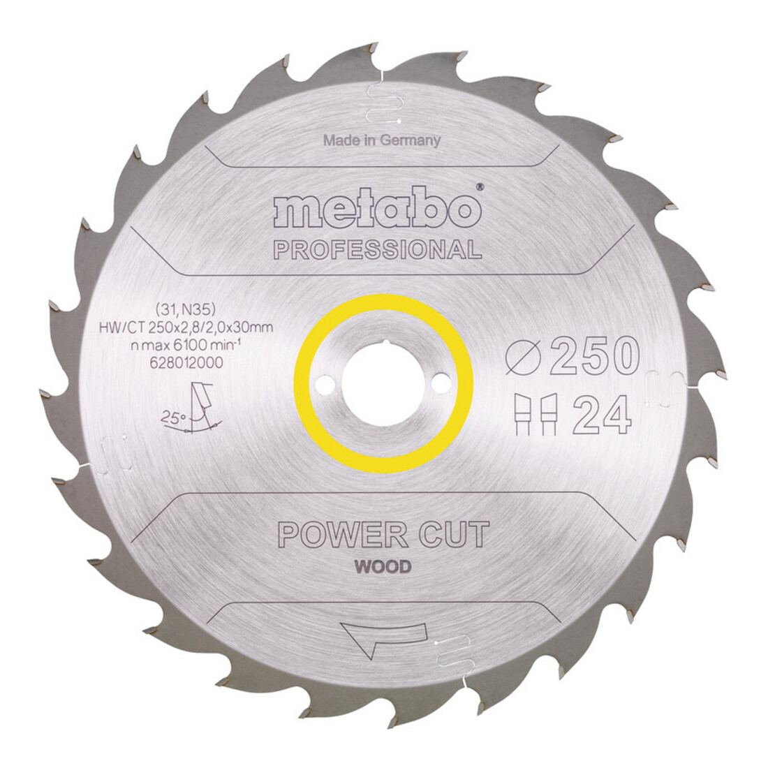 Metabo Lama per sega "Power cut wood - professional", 250x2.8/2.0x30, Z24 WZ 25°