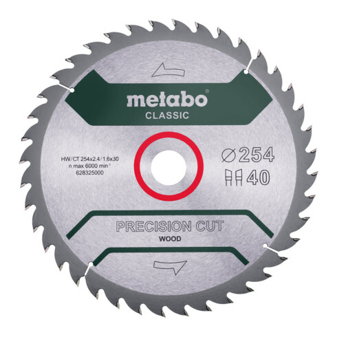 Metabo Lama per sega "Precision cut wood - classic", 254x2,4/1,6x30, Z40 WZ 20° / B