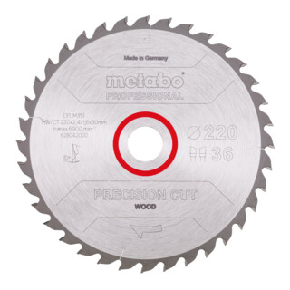 Metabo Lama per sega "Precision cut wood - professional", 220x2,4/1,6x30, Z36 WZ 10°