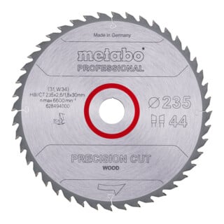 Metabo Lama per sega "Precision cut wood - professional", 235x2,6/1,8x30, Z44 WZ 15°