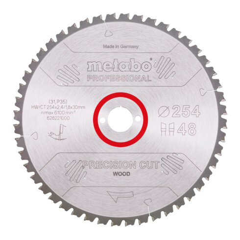 Metabo Lama per sega "precision cut wood - professional", 254x2,4/1,8x30, 48 denti WZ 5° neg.