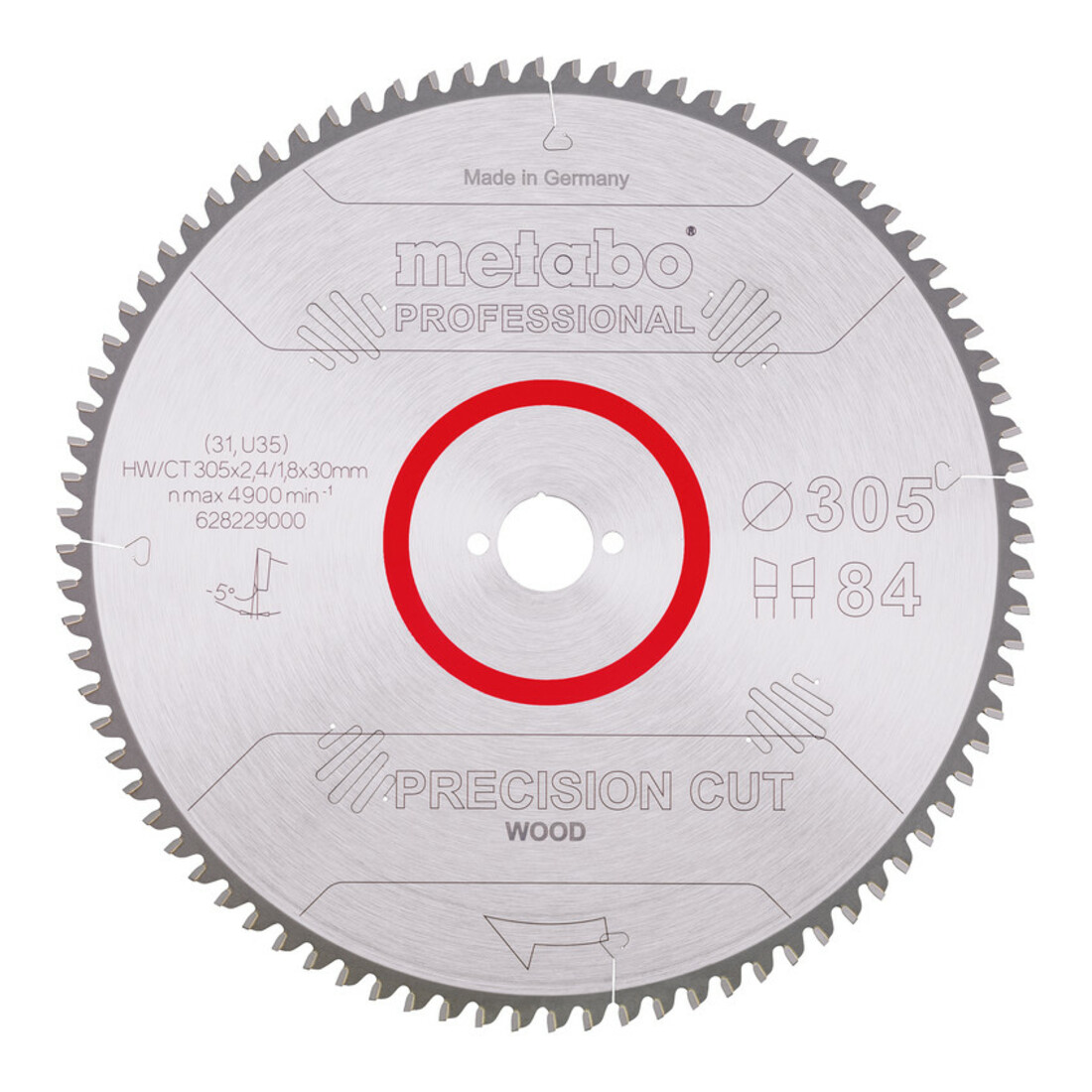Metabo Lama per sega "precision cut wood - professional", 305x2,4/1,8x30, Z84 WZ 5° neg.
