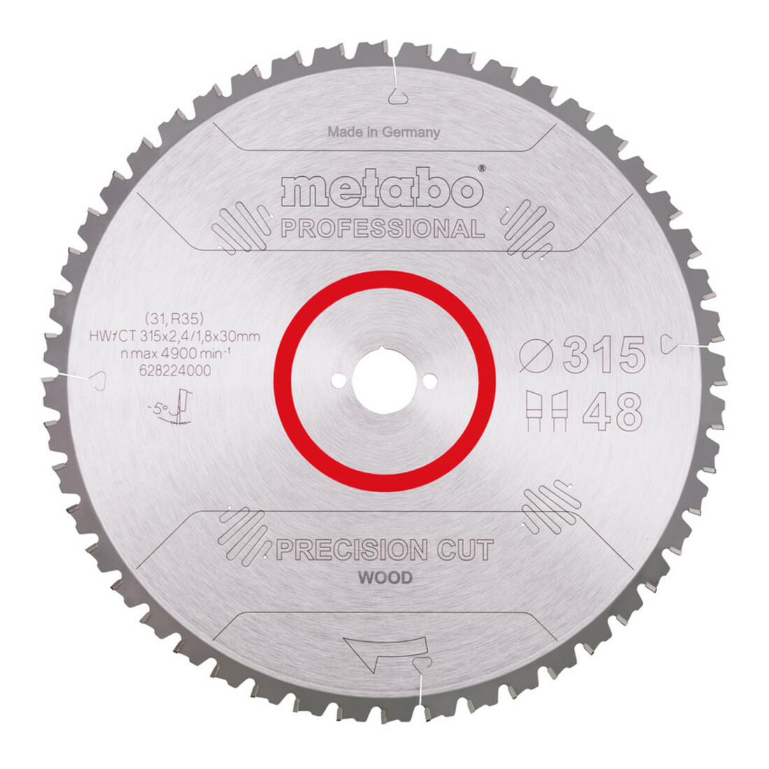 Metabo Lama per sega "precision cut wood - professional", 315x2,4/1,8x30, Z48 WZ 5° neg.