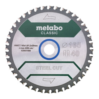 Metabo Lama per sega "Steel cut/Sandwich panel - Classic", Z40 FZ/FA 4° /B