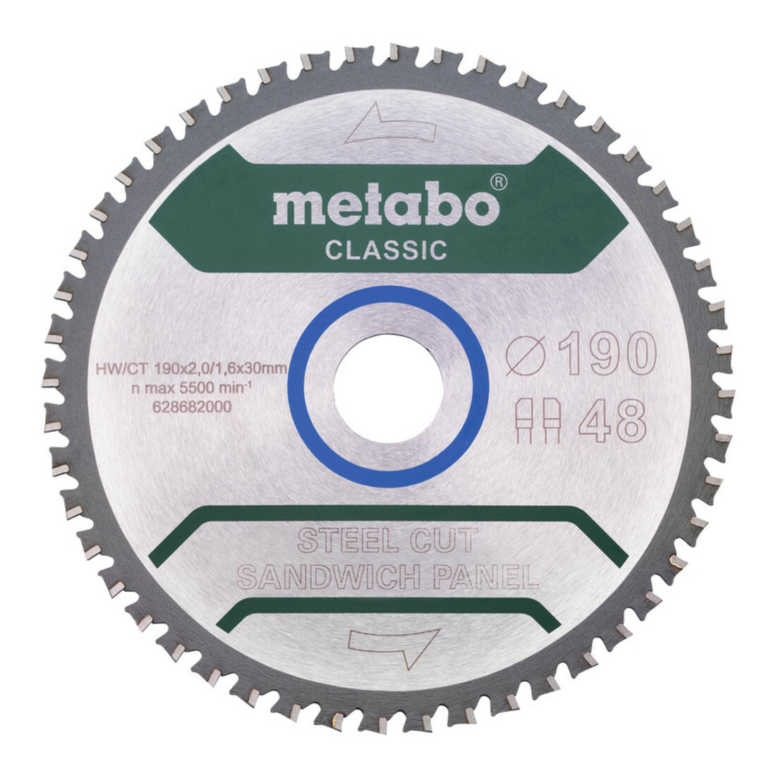 Metabo Lame de scie "steel cut/panneau sandwich - classic", 190x30 Z48 FZ/FA 4°