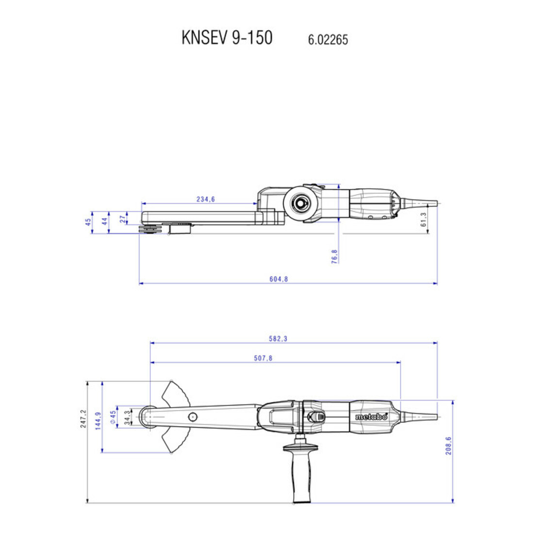 METABO  Lasnaadslijper, Type: KNSE9-150