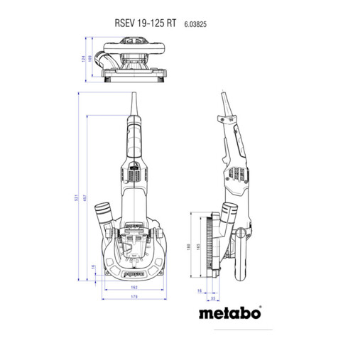 Metabo Levigatrice per lavori di ristrutturazione RSEV 19-125 RT con mola a tazza diamantata per calcestruzzo "professional", valigetta di plastica