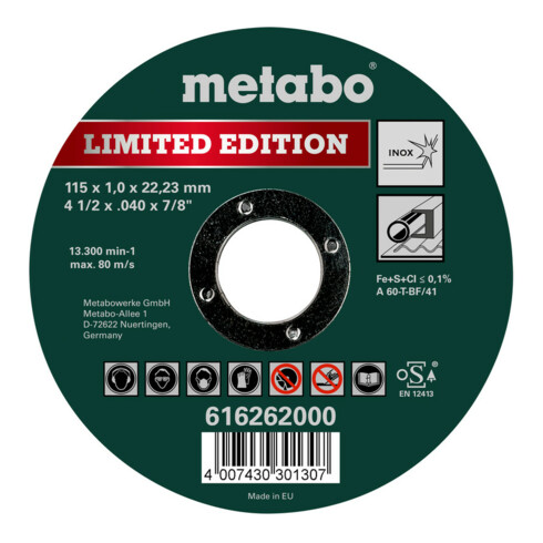 Metabo Disco da taglio Limited Edition Inox versione diritta 1mm
