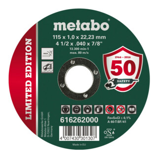 Metabo Limited Edition Inox doorslijpschijf rechte uitvoering 1 mm