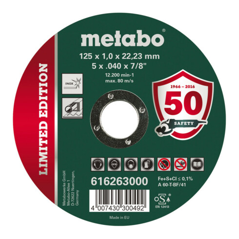 Metabo Limited Edition Inox doorslijpschijf rechte uitvoering 1 mm