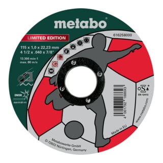 Metabo Limited Edition Soccer 115 x 1,0 x 22,23 mm, Inox, Trennscheibe, gerade Ausführung