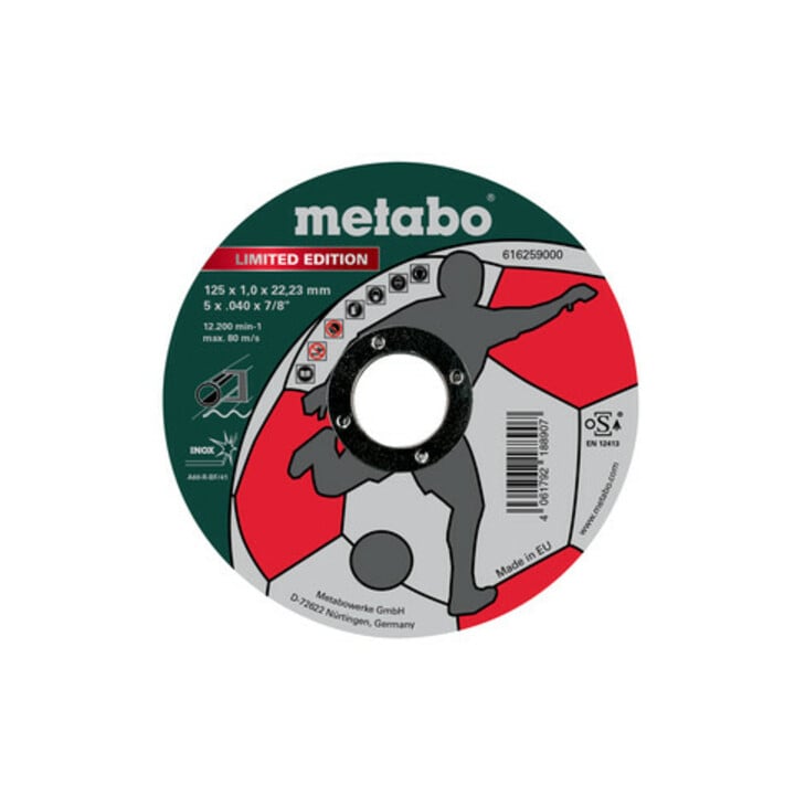 Metabo Limited Edition Soccer 125 x 1,0 x 22,23 mm, Inox, Trennscheibe, gerade Ausführung