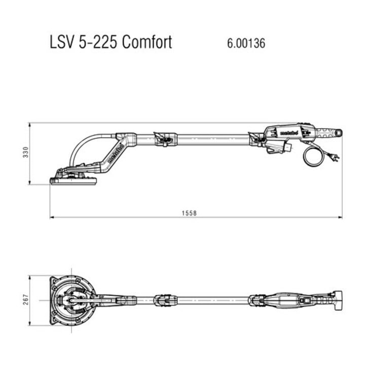 Metabo LSV 5-225 Comfort langnekschuurmachine met variabele lengte-instelling; plastic koffer