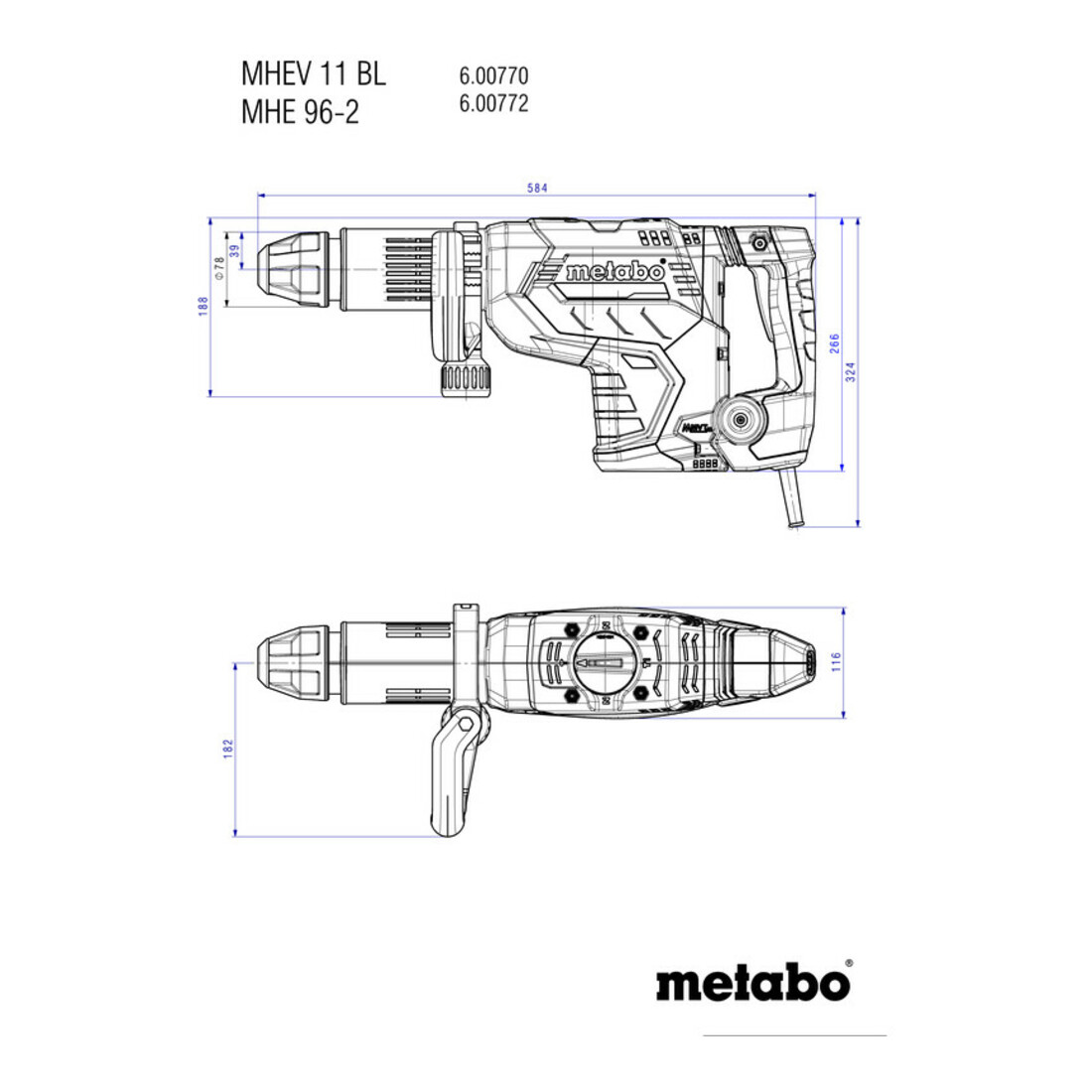 Metabo Martello a percussione MHEV 11 BL con valigetta di plastica