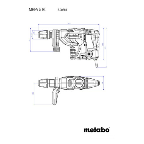 Metabo Martello a percussione MHEV 5 BL con valigetta di plastica