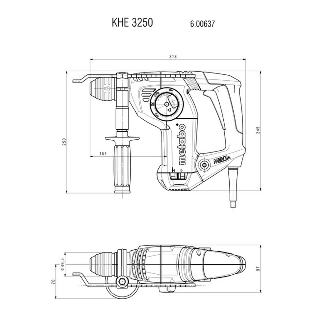 Metabo Martello combinato KHE 3250, custodia in plastica