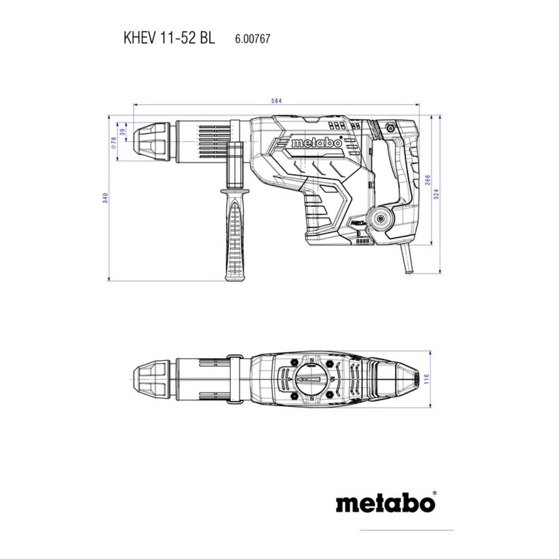 Metabo Martello combinato KHEV 11-52 BL con valigetta di plastica