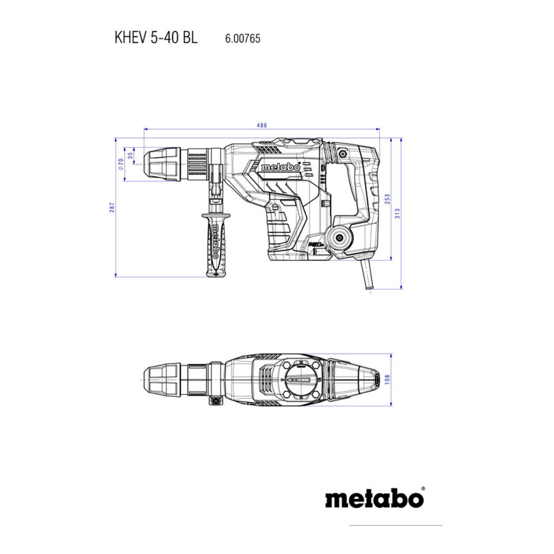 Metabo Martello combinato KHEV 5-40 BL con valigetta di plastica