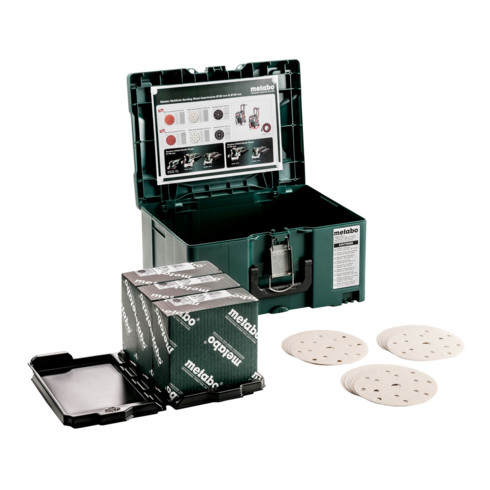 Metabo metaBOX Schleifmittel-Set "multi-hole", Ø 150 mm, Serie "professional", für Farbe, Lacke