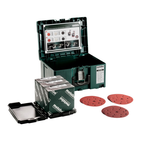 Metabo metaBOX Schleifmittel-Set "multi-hole", Ø 150 mm, Serie "professional", für Holz + Metall