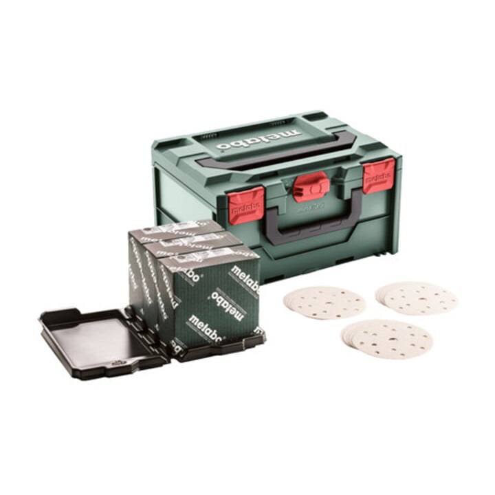 Metabo metaBOX Schleifmittel-Set "multi-hole", Ø 150 mm, Serie "professional", für Farbe, Lacke