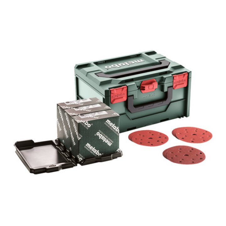 Metabo metaBOX Schleifmittel-Set "multi-hole", Ø 150 mm, Serie "professional", für Holz + Metall