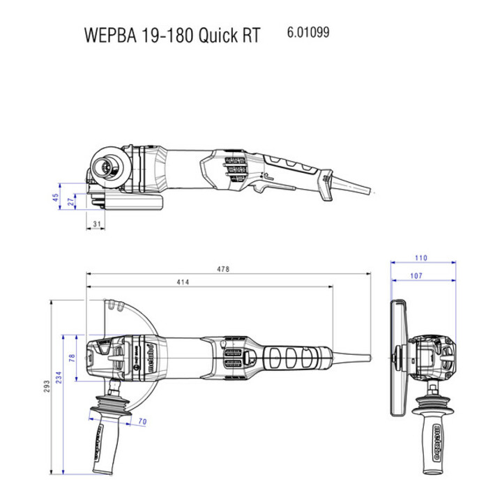 Metabo meuleuse d'angle WEPBA 19-180 Quick RT carton