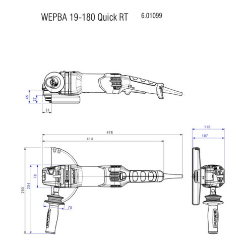 Metabo meuleuse d'angle WEPBA 19-180 Quick RT carton