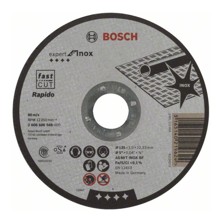 Metabo Meuleuse d’angle WEV 17-125 Quick & écrou rapide – Set 3 pièces avec disque Bosch 1 mm, disque diamant X-LOCK & écrou